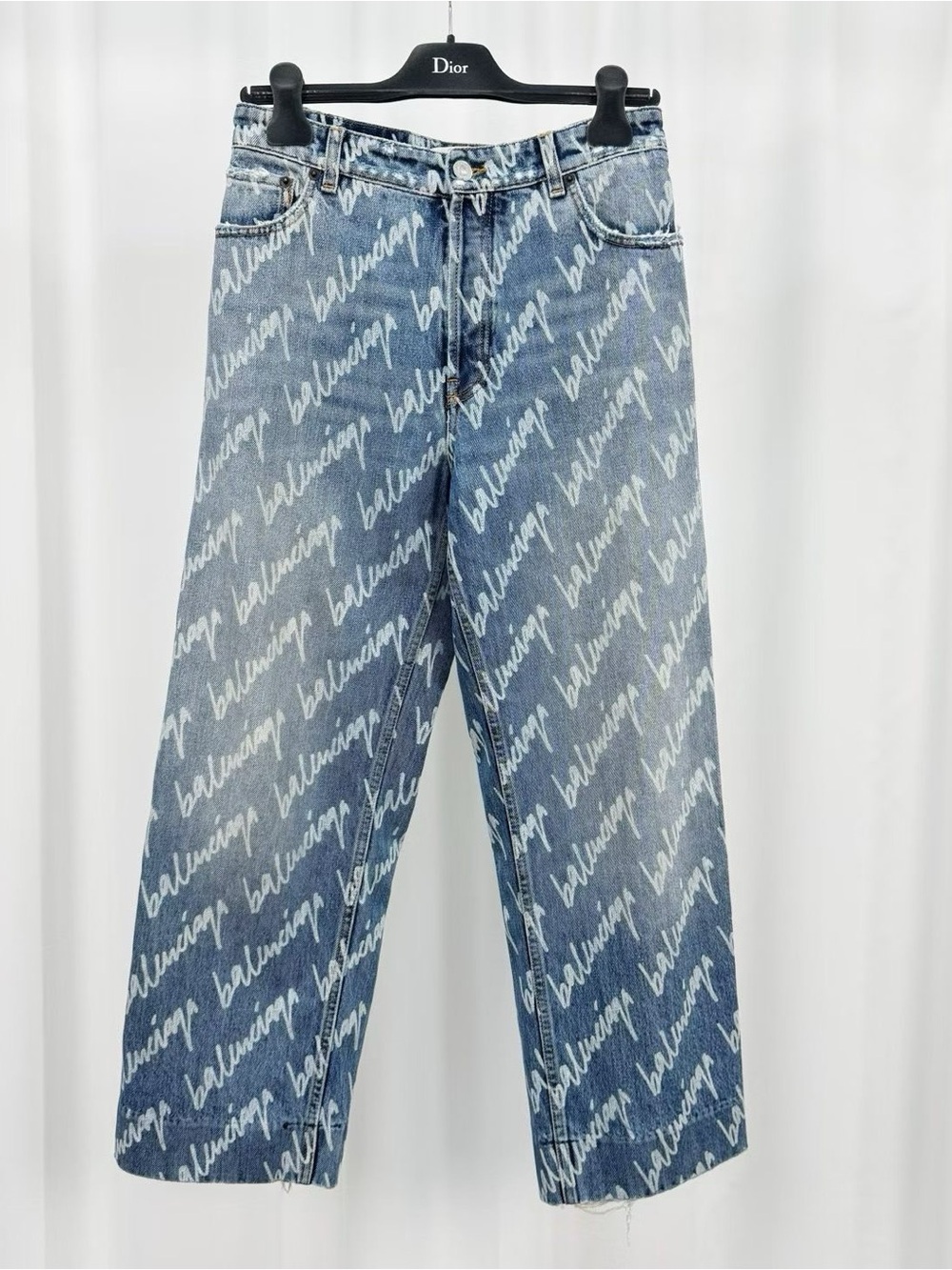 Balenciaga Blue Denim Relaxed Logo Jeans